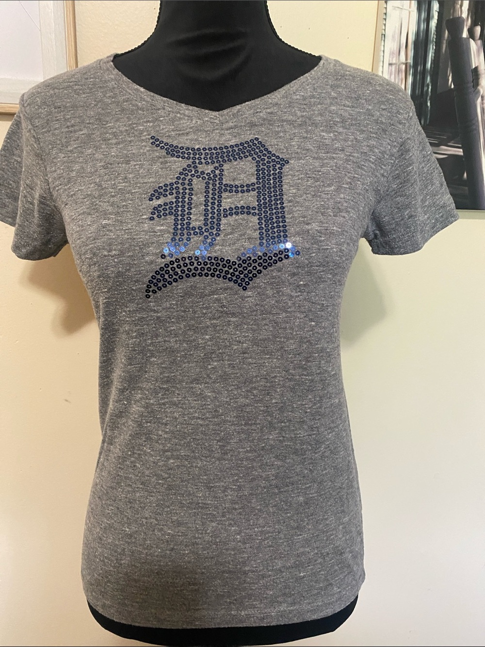 Soft as a Grape Detroit Tigers Blue Rhinestone 'D' Sz Small